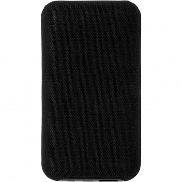 Logotrade Firmengeschenke das Foto: Future 6.000 mAh kabellose Powerbank mit Ladefunktion aus Bambus/Stoff