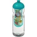 H2O Active® Base 650 ml Sportflasche mit Stülpdeckel und Infusor, Transparent / Aquablau