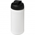 Baseline® Plus 500 ml Sportflasche mit Klappdeckel, Weiß / Tiefschwarz