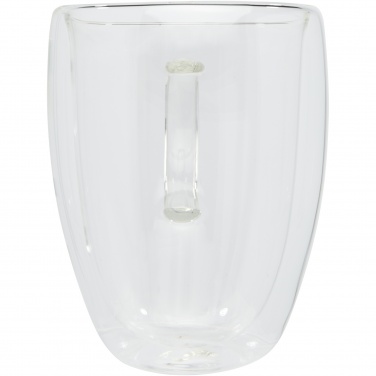 Logotrade Werbegeschenke das Foto: Manti 2-teiliger 350 ml doppelwandiger Glasbecher mit Bambusuntersetzer 