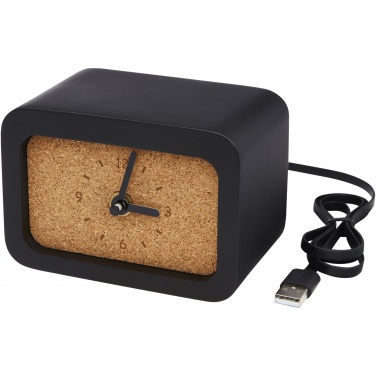 Logotrade Firmengeschenke das Foto: Momento Kalkstein Tischuhr mit wireless Ladefunktion