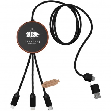 Logotrade Werbeartikel das Foto: SCX.design C40 5-in-1 Ladekabel aus rPET mit 10W Ladepad und Leuchtlogo