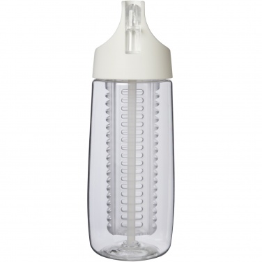 Logotrade Geschäftsgeschenke das Foto: HydroFruit 700 ml Sportflasche aus recyceltem Kunststoff mit Klappdeckel und Trinkhalm