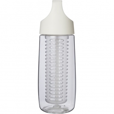 Logotrade Logogeschenke das Foto: HydroFruit 700 ml Sportflasche aus recyceltem Kunststoff mit Klappdeckel und Trinkhalm