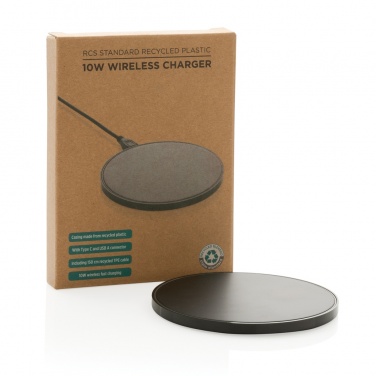 Logotrade Werbeartikel das Foto: 10W Wireless Charger aus RCS Standard recyceltem Kunststoff