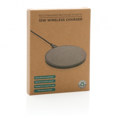 Logotrade Geschäftsgeschenke das Foto: 10W Wireless Charger aus RCS Standard recyceltem Kunststoff