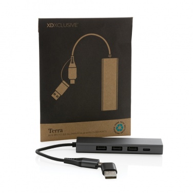 Logotrade Logogeschenke das Foto: Terra Hub aus RCS recyceltem Aluminium mit 3 USB-Anschlüssen