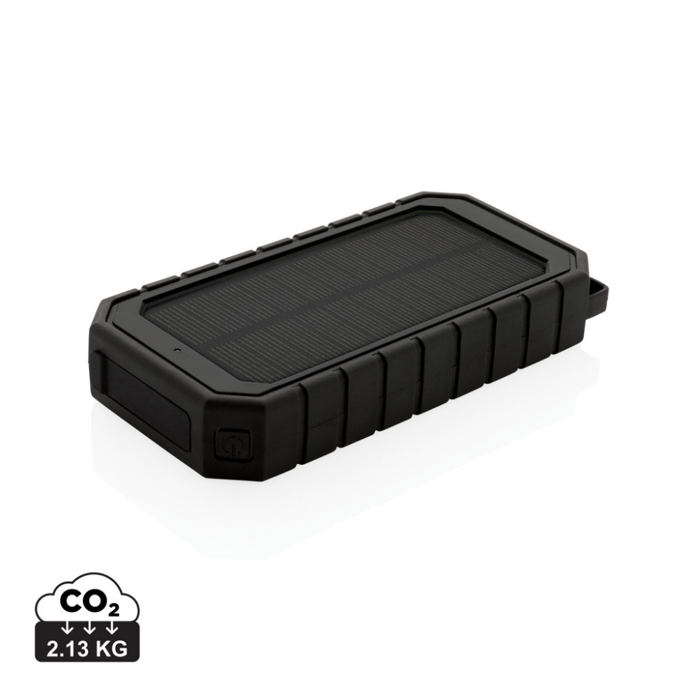 Logotrade Werbegeschenke das Foto: 10.000 mAh Solar-Powerbank mit 10W Wireless aus RCS Plastik