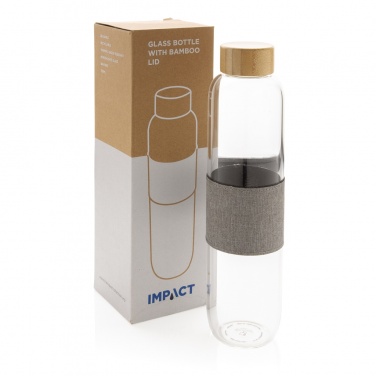 Logotrade Werbegeschenke das Foto: Impact Borosilikat-Glasflasche mit Bambusdeckel