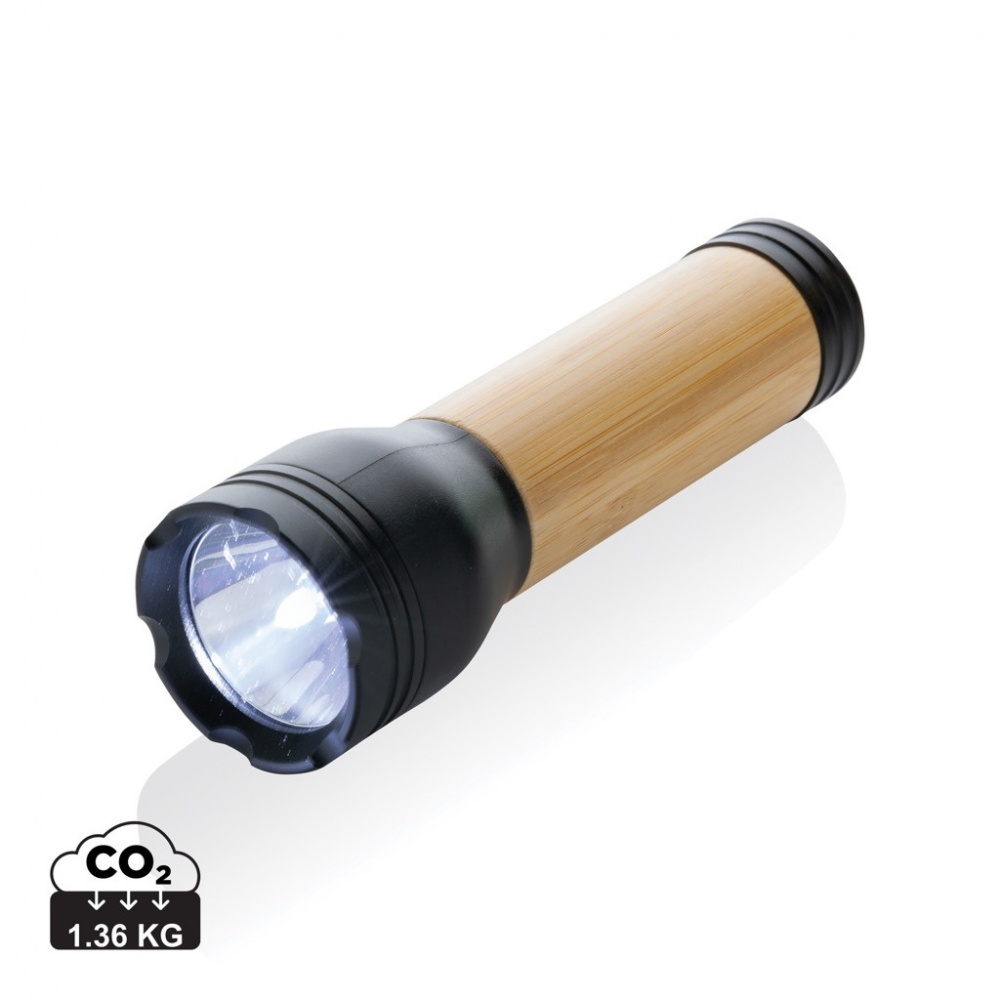 Logotrade Werbegeschenke das Foto: Lucid 3W Taschenlampe aus RCS recycelt. Kunststoff & Bambus