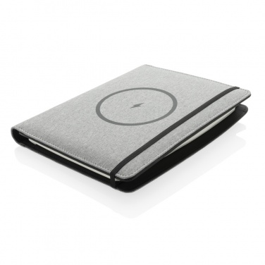 Logotrade Logogeschenke das Foto: Air 5W Wireless Charging Notizbuch A5 mit 5000 mAh Powerbank