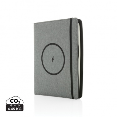 Logotrade Logogeschenke das Foto: Air 5W Wireless Charging Notizbuch A5 mit 5000 mAh Powerbank