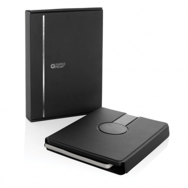 Logotrade werbemittel das Foto: Swiss Peak 2-in-1 Notizbuch & Wirless Charger aus RCS rPU