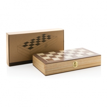 Logotrade Firmengeschenke das Foto: Faltbares Schachspiel aus Holz