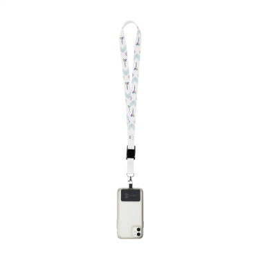 Logotrade Firmengeschenke das Foto: Lanyard Sublimatie Buckle RPET 2 cm mit aufgesetztem Schlüsselband