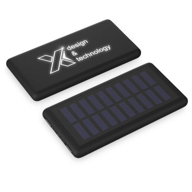 Logotrade Werbeartikel das Foto: SCX.design P30 8000 mAh Solar Powerbank mit Leuchtlogo