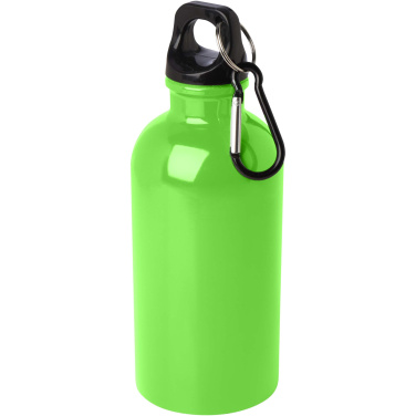 Logotrade Logogeschenke das Foto: Oregon 400 ml RCS-zertifizierte, einwandige Trinkflasche aus Edelstahl mit Karabinerhaken