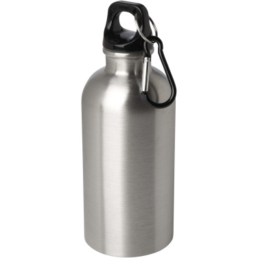 Logotrade Geschäftsgeschenke das Foto: Oregon 400 ml RCS-zertifizierte, einwandige Trinkflasche aus Edelstahl mit Karabinerhaken