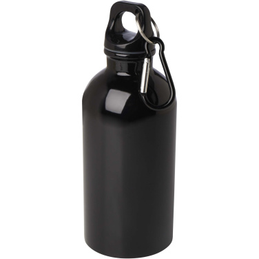Logotrade Werbeartikel das Foto: Oregon 400 ml RCS-zertifizierte, einwandige Trinkflasche aus Edelstahl mit Karabinerhaken