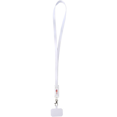 Logotrade Logogeschenke das Foto: Franz 5 in 1 Lanyard Kabel aus recyceltem Kunststoff für Smartphones mit integrierter Datensynchronisierung und 65 W Schnellladefunktion