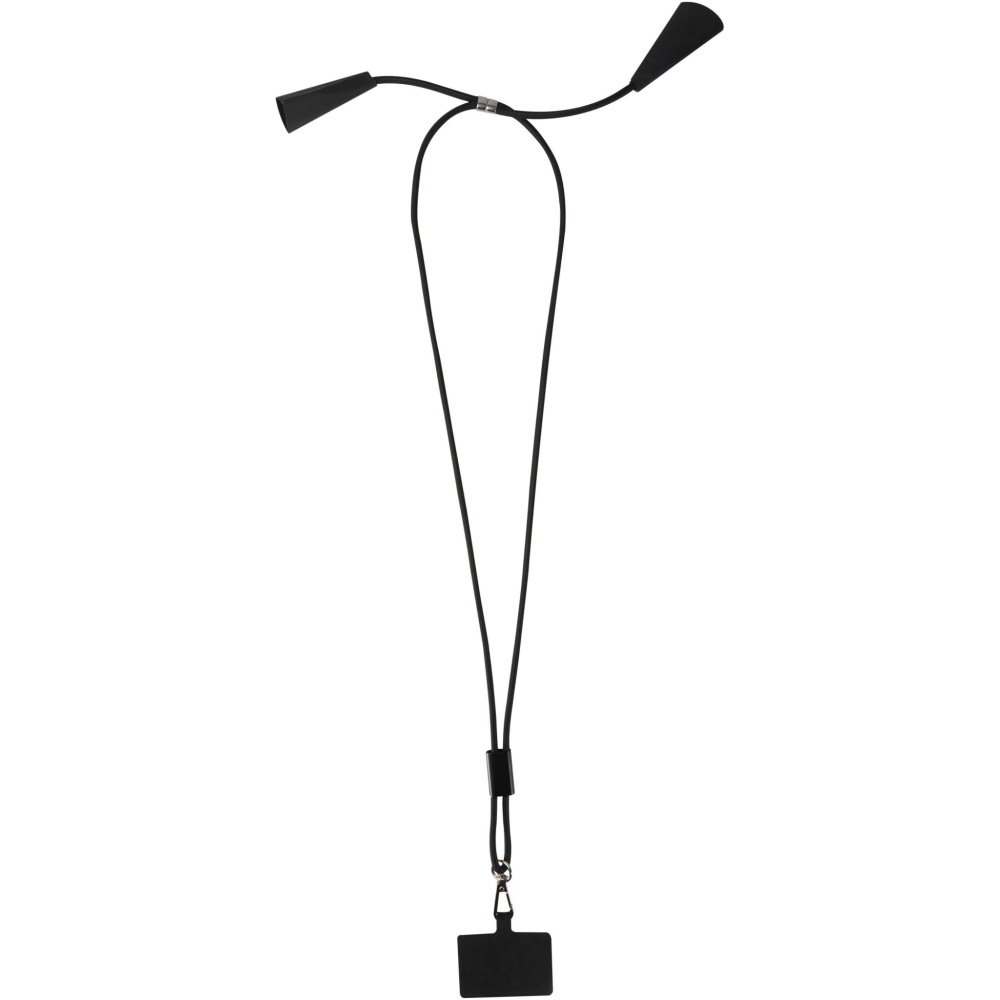 Logotrade Werbegeschenke das Foto: Funi 5 in 1 Lanyard Kabel aus recyceltem Kunststoff für Smartphones mit integrierter Datensynchronisierung und 100 W Schnellladefunktion