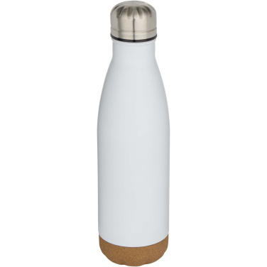 Logotrade Logogeschenke das Foto: Cove 500 ml doppelwandige, vakuumisolierte Trinkflasche aus Edelstahl mit Korkdetails
