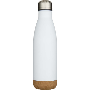 Logotrade Firmengeschenke das Foto: Cove 500 ml doppelwandige, vakuumisolierte Trinkflasche aus Edelstahl mit Korkdetails