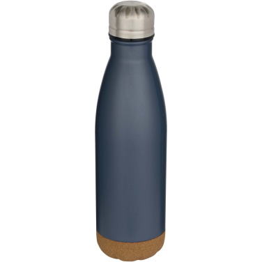 Logotrade Werbegeschenke das Foto: Cove 500 ml doppelwandige, vakuumisolierte Trinkflasche aus Edelstahl mit Korkdetails