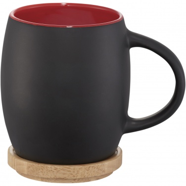 Logo trade advertising products image of: Hearth 400 ml ceramic mug with wooden coaster