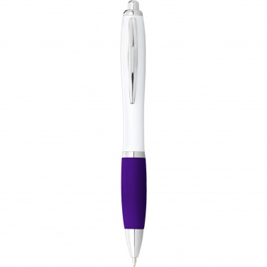 Logotrade promotional product picture of: Nash ballpoint pen with white barrel and coloured grip