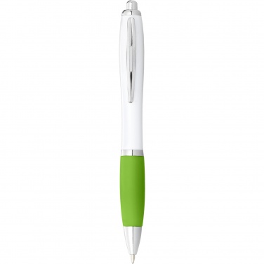 Logo trade corporate gifts picture of: Nash ballpoint pen with white barrel and coloured grip