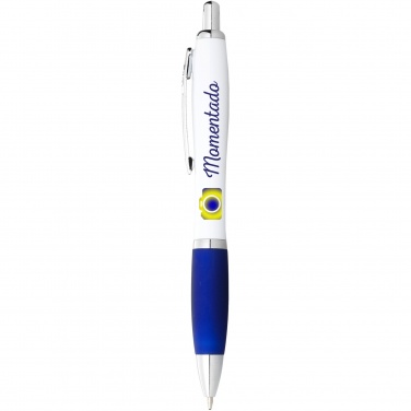 Logo trade business gifts image of: Nash ballpoint pen white barrel and coloured grip