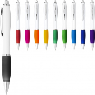 Logo trade promotional merchandise image of: Nash ballpoint pen white barrel and coloured grip