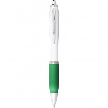 Logo trade promotional merchandise photo of: Nash ballpoint pen white barrel and coloured grip