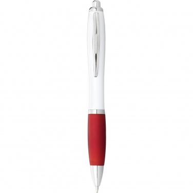Logo trade promotional giveaway photo of: Nash ballpoint pen white barrel and coloured grip