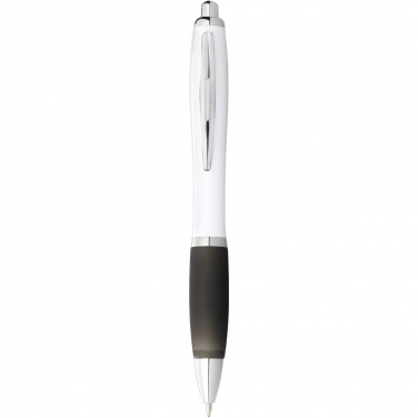 Logo trade promotional giveaways picture of: Nash ballpoint pen white barrel and coloured grip