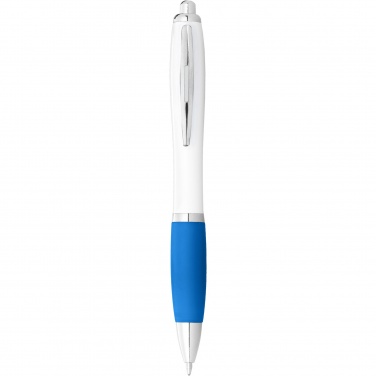 Logotrade promotional merchandise image of: Nash ballpoint pen white barrel and coloured grip