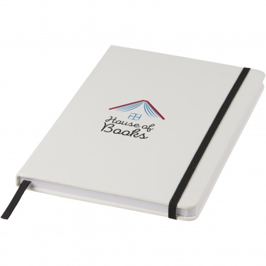 Logo trade promotional gift photo of: Spectrum A5 white notebook with coloured strap