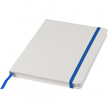 Logo trade promotional items image of: Spectrum A5 white notebook with coloured strap