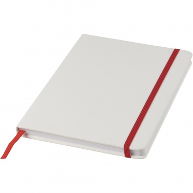 Logo trade promotional giveaway photo of: Spectrum A5 white notebook with coloured strap