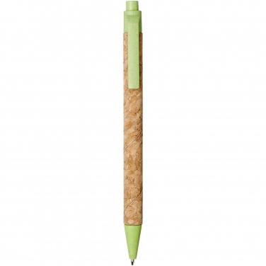 Logo trade promotional merchandise photo of: Midar cork and wheat straw ballpoint pen