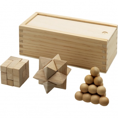 Logo trade promotional giveaways picture of: Brainiac 3-piece wooden brain teaser set