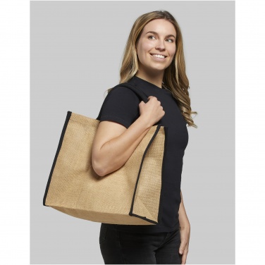 Logo trade promotional merchandise photo of: Harry coloured edge jute tote bag 25L