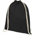 Orissa 100 g/m² organic cotton drawstring bag 5L, Solid black