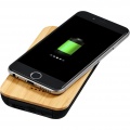 Future 6000 mAh bamboo/fabric wireless power bank, Natural / Solid black