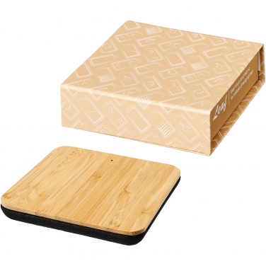 Logo trade business gift photo of: Leaf 5W bamboo and fabric wireless charging pad