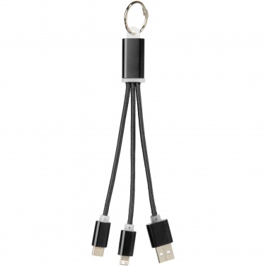 Logo trade promotional merchandise image of: Metal 3-in-1 charging cable with keychain