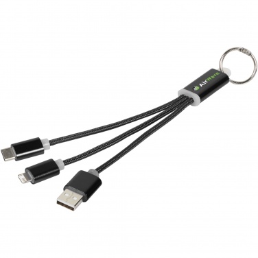 Logo trade corporate gifts picture of: Metal 3-in-1 charging cable with keychain