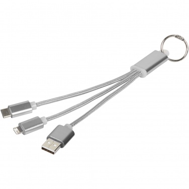 Logo trade promotional giveaways image of: Metal 3-in-1 charging cable with keychain