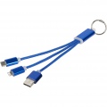 Metal 3-in-1 charging cable with keychain, Royal blue